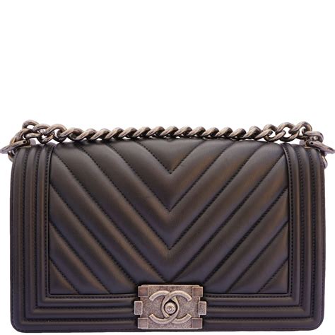 chanel grey chevron boy bag|chanel boy bag price.